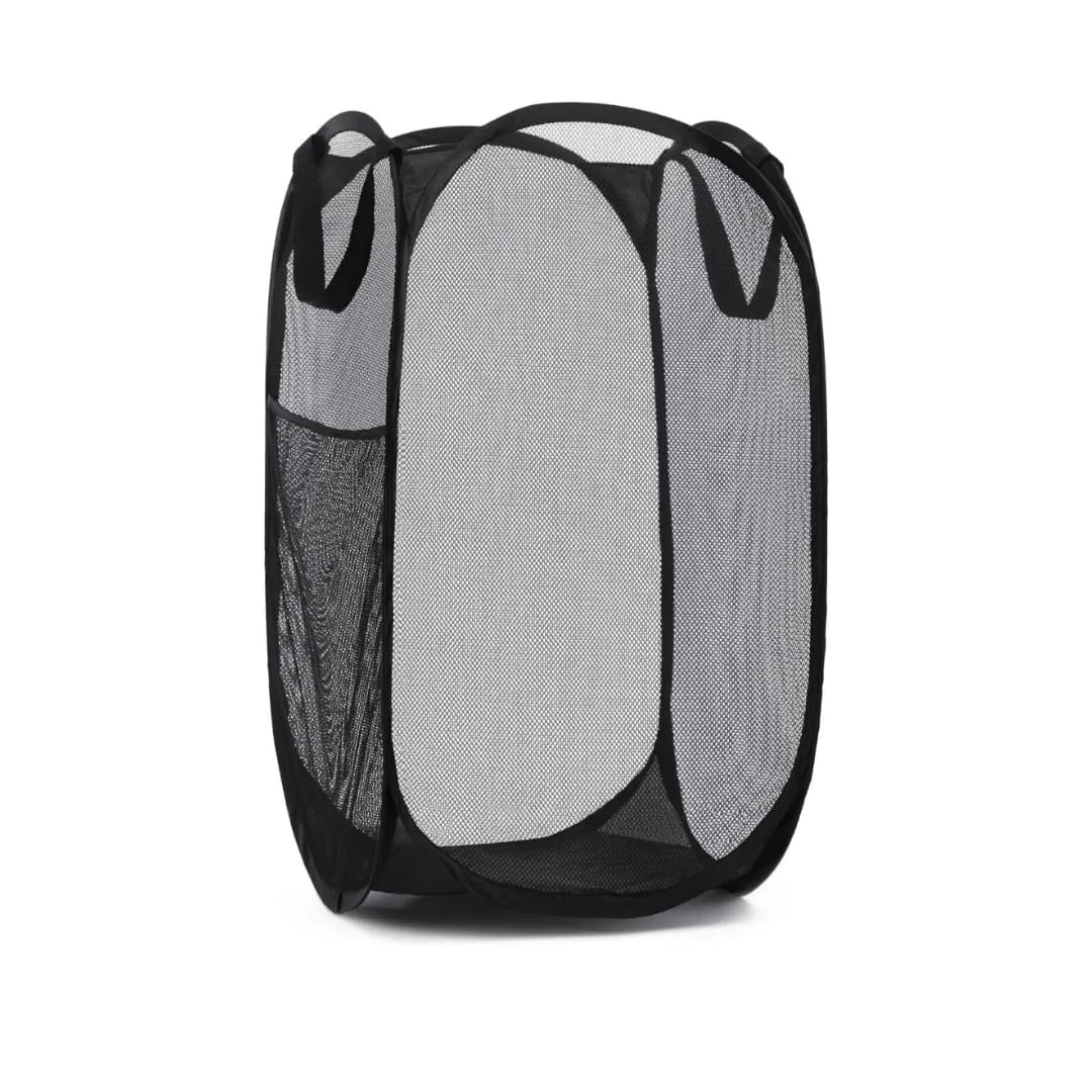 Collapsible Mesh Pop Up Laundry Hamper with Wide Opening and Side Pocket – Breathable, Sturdy, Foldable, and Space-Saving Design for Clothes and Storage. (With 4 Different Colors)